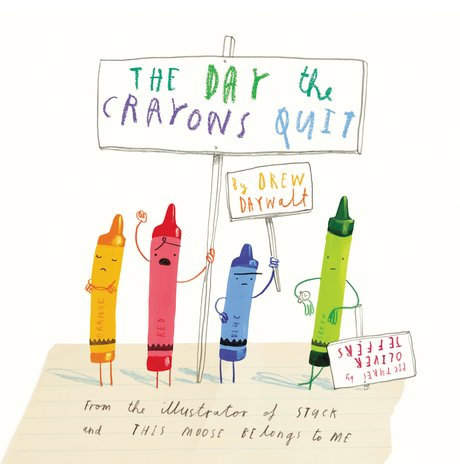 Book cover for The Day the Crayons Quit - crayons with faces